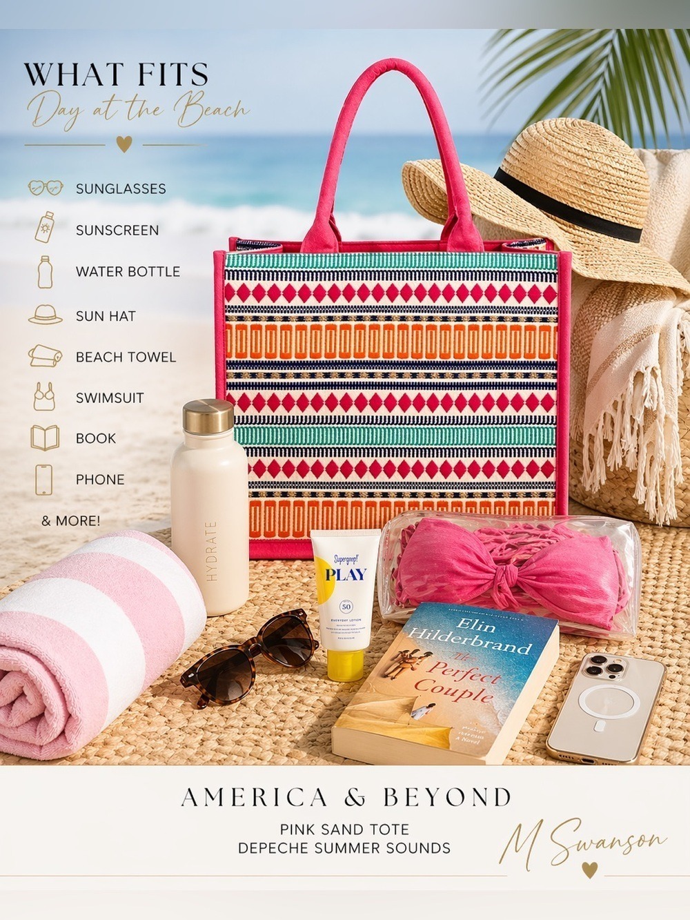 NEW America & Beyond Pink Sand Beaded Tote Depeche Summer Sounds Limited Edition - Picture 10 of 10